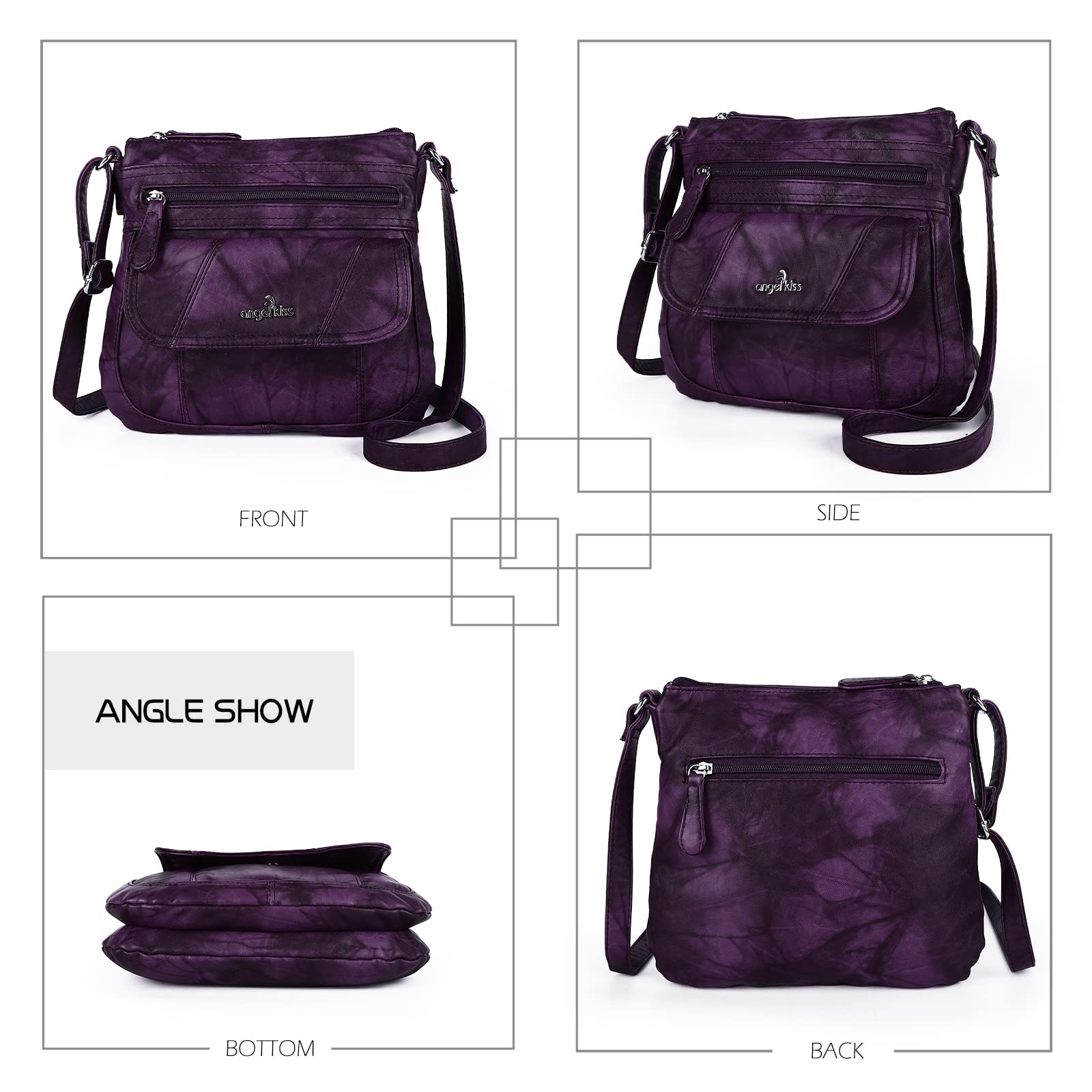 Angel Kiss Crossbody Bags for Women PU Leather Shoulder Handbag Ladies Purses and Handbag with adjustable Strap