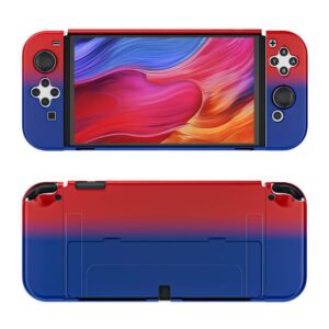 fanpl for nintendo switch oled case, dockable protective case cover for switch oled and joy con controller (red & blue)