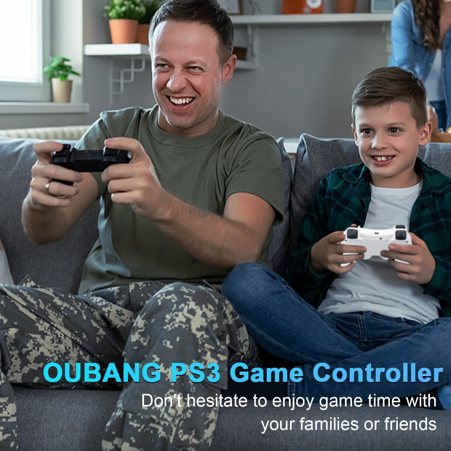 OUBANG Remote for PS3 Controller Wireless, Black and White Gamepad Wireless Work with PlayStation 3 Controller, Printing Game Controllers for PS3, Universe Pa3 Controller Gift for Kids Boy Girl Man