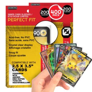 EVORETRO 400 Perfect Fit Sleeves - for Pokemon Card Sleeves, MTG Inner Sleeves, YugiOh, Paldean Fates, Lorcana, One Piece, Dragon Ball. 2.5x3.5" Double Sleeve, Inner Card Sleeves 63.5mm x 88mm