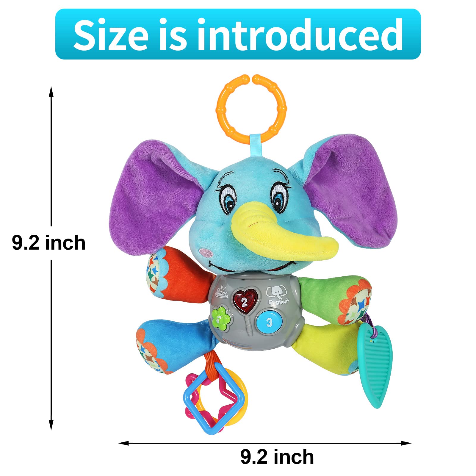 Baby Toddler Boy Girl Toys Gifts 0-6 6 to 12 Months, Luminous Plush Elephant Music Toy, as a Teething Toy, Apply for Car Seats, Cribs and Strollers, Toys Gifts for 1 Year Old Girls Boys