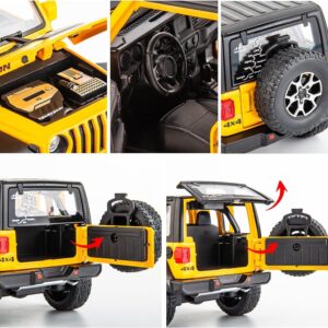 BDTCTK Off-Road 7 Door for Wrangler Diecast Toy Car Model, 1/22 Scale Metal Alloy Vehicle for Kids Boys Girls Adults, Doors Open, Light and Sound, Gifts Yellow