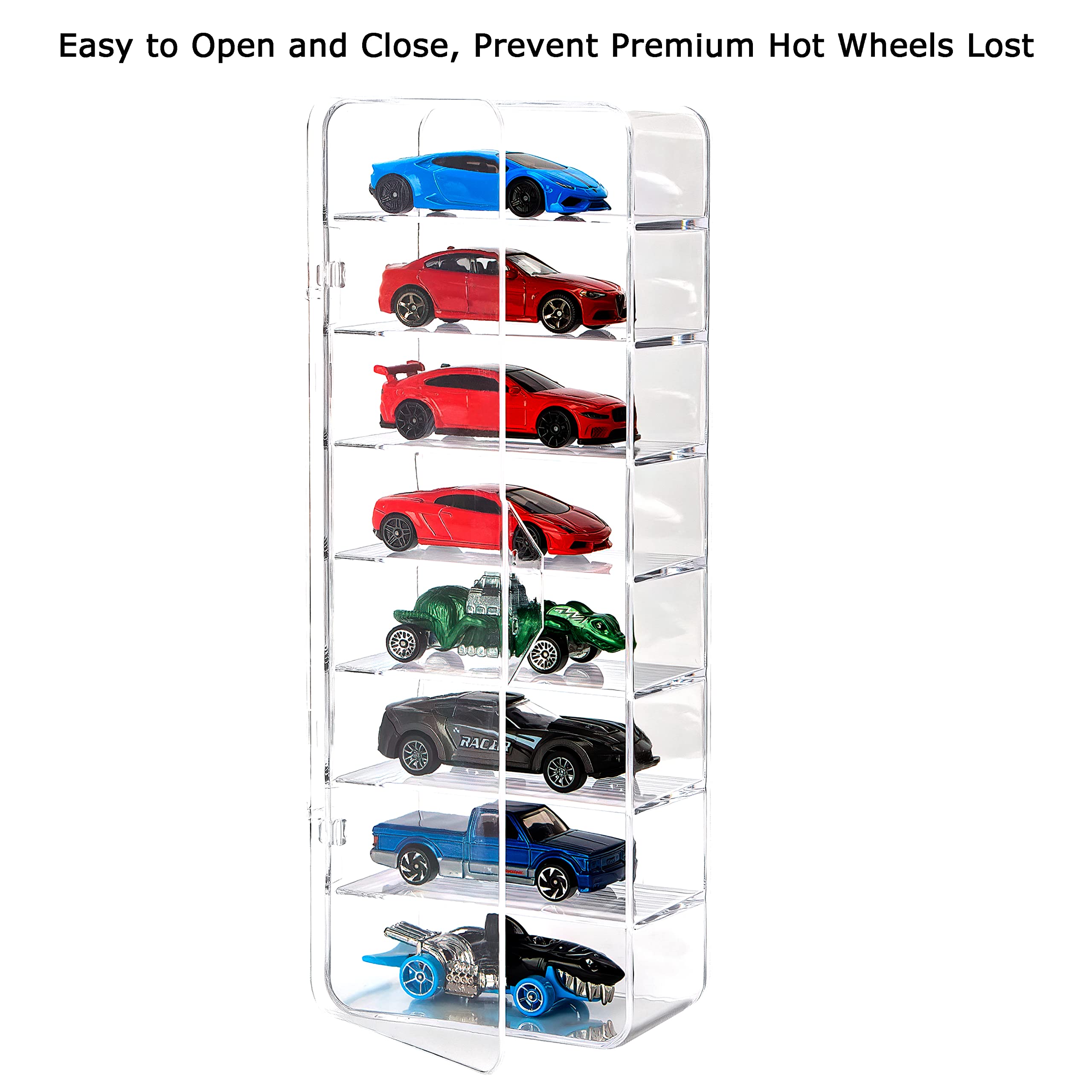 KISLANE 16 Display Case Compatible with Toy Cars, Matchbox Cars, Transparent Acrylic Display Case for Toy Cars, Matchbox Cars (Transparent)