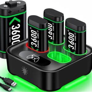 Rechargeable Xbox One Controller Battery Pack Charger with 4 x 3600mWh High Capacity for Xbox Series X Battery, Xbox One Charging Accessories for Xbox One Series X/S/Xbox One/X/S/Elite Controllers