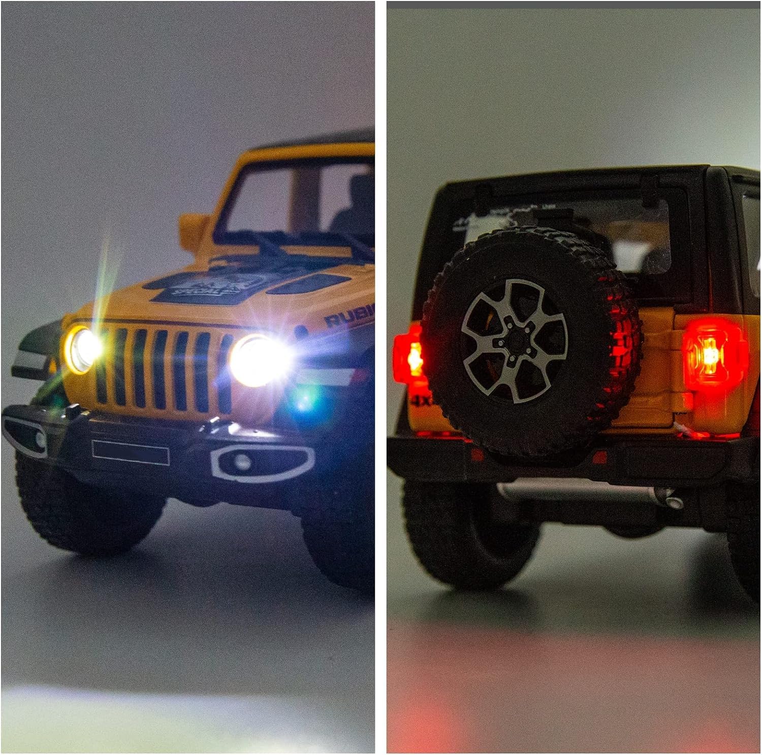 BDTCTK Off-Road 7 Door for Wrangler Diecast Toy Car Model, 1/22 Scale Metal Alloy Vehicle for Kids Boys Girls Adults, Doors Open, Light and Sound, Gifts Yellow