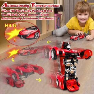 AMENON 3 Pack Transform Toys Robot Car Toys for Boys, 1:36 Automatic Deformation Push and Go Car Vehicle Toy Race Car for Kids Birthday Gifts