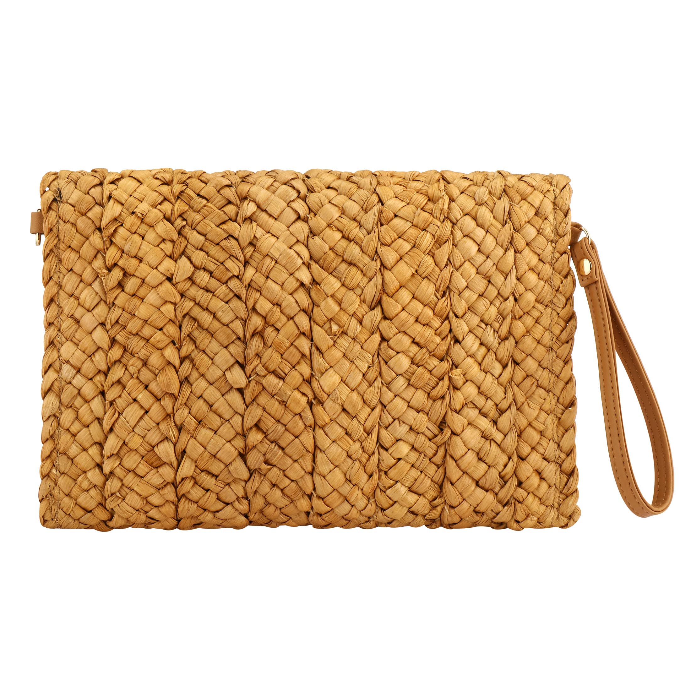 Weave Handbag,Straw Clutch Summer Evening Handbag Summer Beach Party Purse Woven Straw Bag Envelope (corn brown)