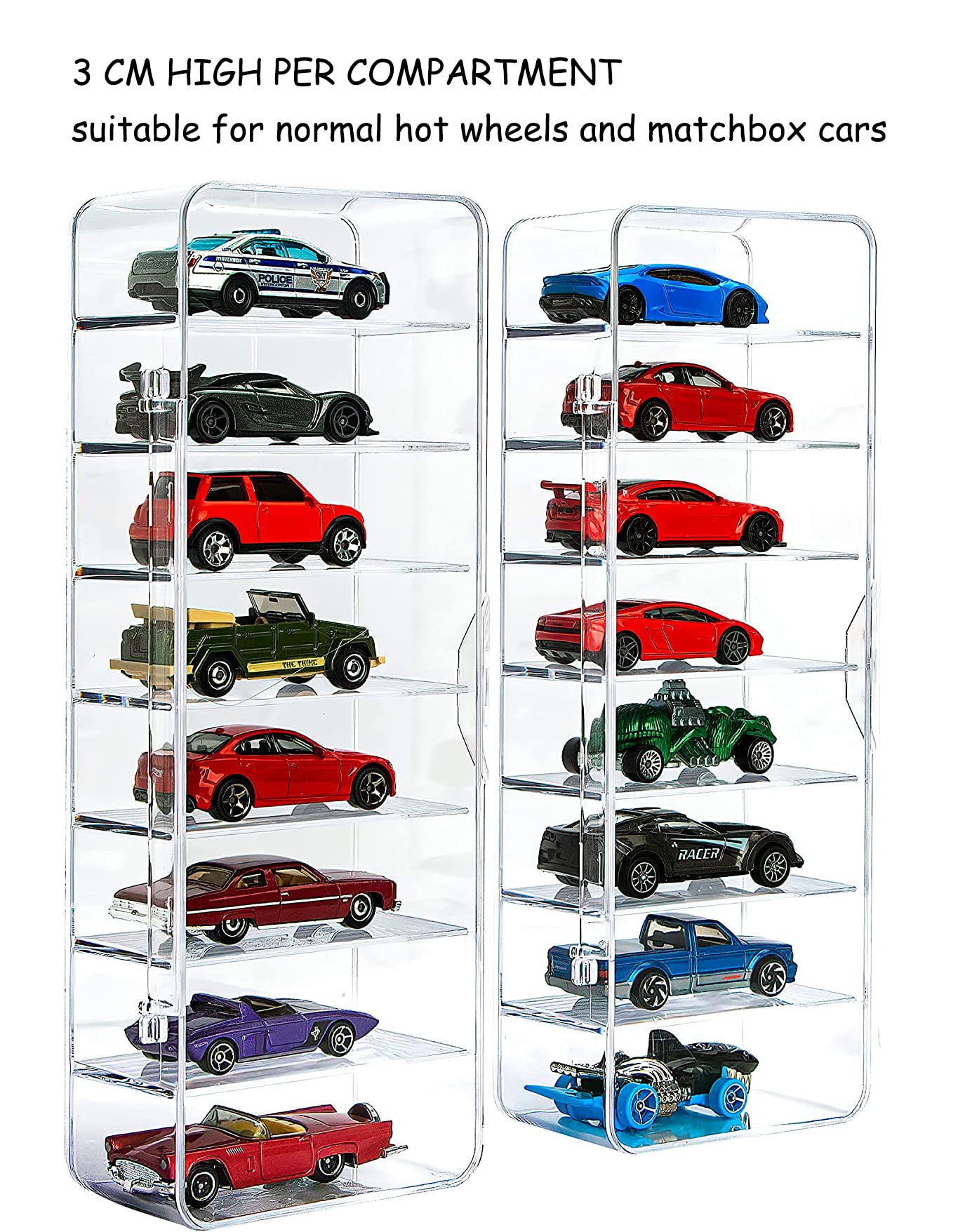 KISLANE 16 Display Case Compatible with Toy Cars, Matchbox Cars, Transparent Acrylic Display Case for Toy Cars, Matchbox Cars (Transparent)