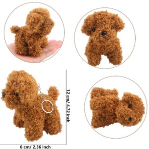 Haconba 12 Pack Mini Teddy Dog Plush Stuffed Puppy Dog Animal Toy for Pendant Keychain Baby Shower Birthday Carnival Prizes Bag Fillers, 4 Colors (Puppy Dog Color 1)