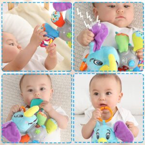 Baby Toddler Boy Girl Toys Gifts 0-6 6 to 12 Months, Luminous Plush Elephant Music Toy, as a Teething Toy, Apply for Car Seats, Cribs and Strollers, Toys Gifts for 1 Year Old Girls Boys