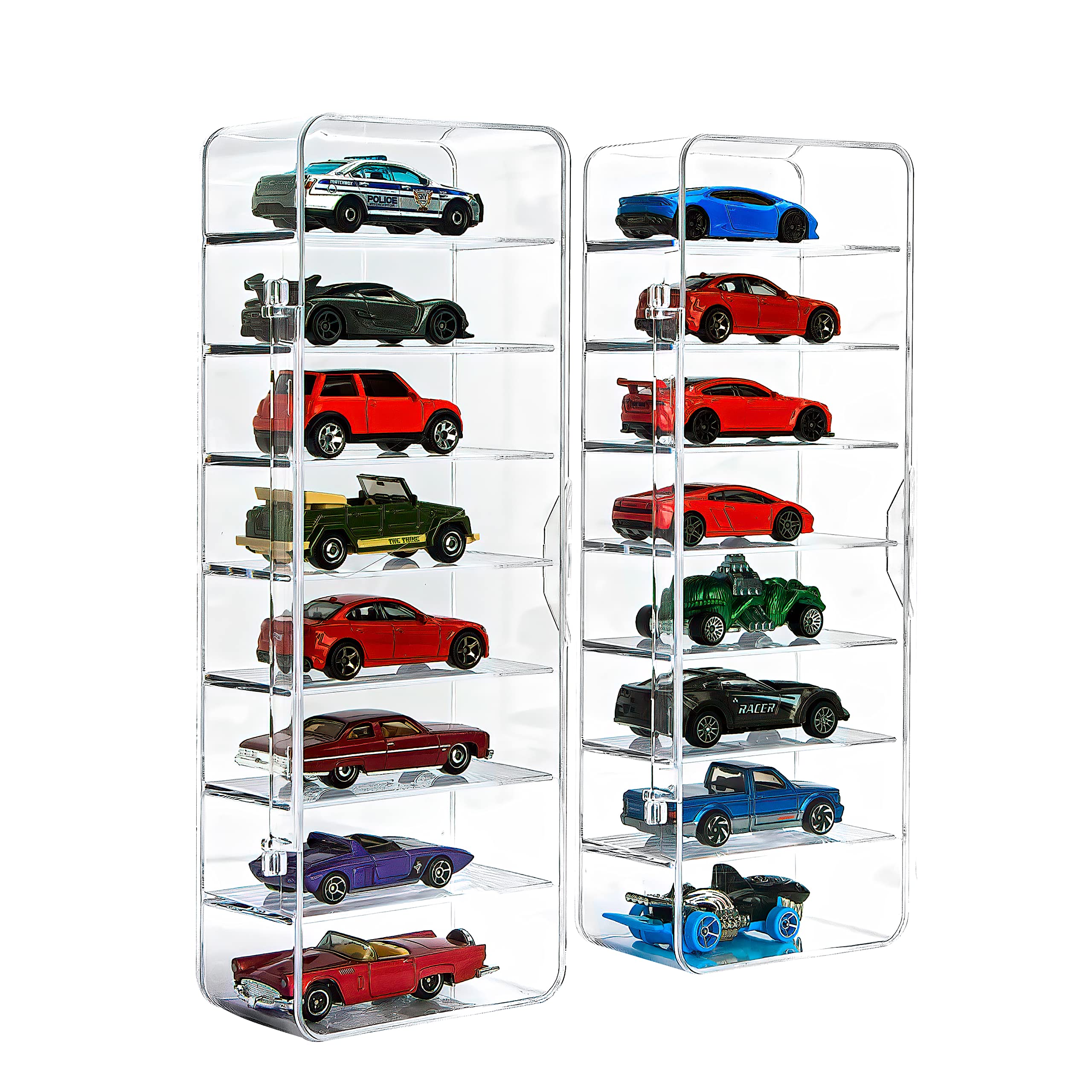 KISLANE 16 Display Case Compatible with Toy Cars, Matchbox Cars, Transparent Acrylic Display Case for Toy Cars, Matchbox Cars (Transparent)