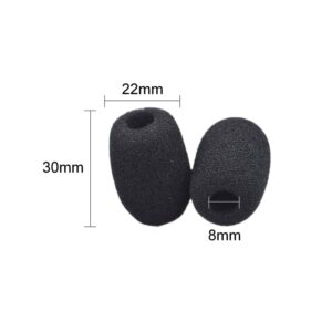 20 Pieces Mini Foam Microphone Windscreen Mic Cover Mini Microphone Windscreen Foam Cover Mini Lapel Headset Microphone Windscreen Foam Cover, 30 x 22mm, 8mm Hole, Black