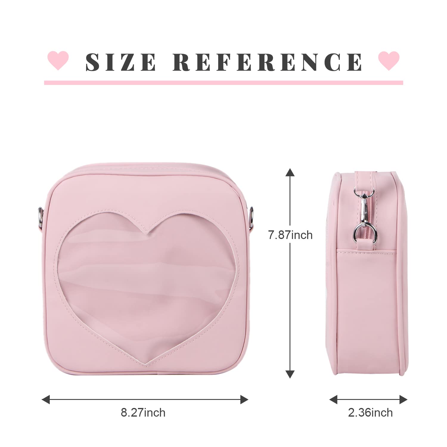 SUKUTU Ita Bag Women's Clear Heart Crossbody Bag Lightweight Kawaii JK Uniform Display Bag