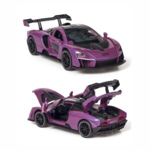 Alloy Collectible Purple McLaren Senna Toy Car Model Pull Back Vehicle DieCast with Lights and Sound