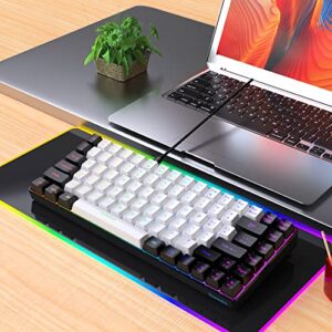 Snpurdiri 75 Percent Wired Gaming Keyboard, Mini Gaming Keyboard RGB Compact Ergonomic for Windows, PC, Laptop, Gaming (84 Keys, White-Black)