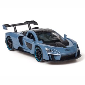 alloy collectible blue mclaren senna toy vehicle pull back diecast car model with lights and sound