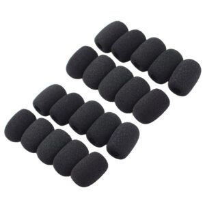 20 pieces mini foam microphone windscreen mic cover mini microphone windscreen foam cover mini lapel headset microphone windscreen foam cover, 30 x 22mm, 8mm hole, black