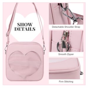 SUKUTU Ita Bag Women's Clear Heart Crossbody Bag Lightweight Kawaii JK Uniform Display Bag