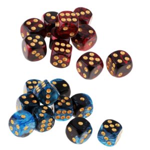 Yiotfandoll 20PCS Polyhedral Dice D6 Dice 16mm Acrylic 6 Sided Dice Game Dice for RPG MTG DND Dice Table Games (Blue Black and Red Black)