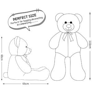 Giant Teddy Bear Stuffed Animals Plush Toy Cute Life Size Big Plush Teddy Bear for Kids Girlfriend, Soft Stuffed Bear Animals for Birthday Valentine's Day Anniversary Christmas(110cm/43.3inch, Grey)