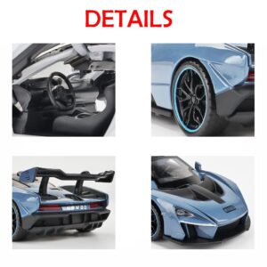 Alloy Collectible Blue McLaren Senna Toy Vehicle Pull Back DieCast Car Model with Lights and Sound