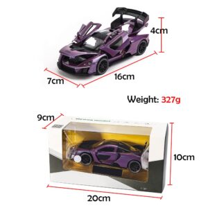 Alloy Collectible Purple McLaren Senna Toy Car Model Pull Back Vehicle DieCast with Lights and Sound