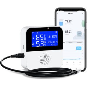 wifi temperature sensor with waterproof external probe,tuya smart temperature humidity monitor with backlight lcd display,remote monitor for incubator wine cellar