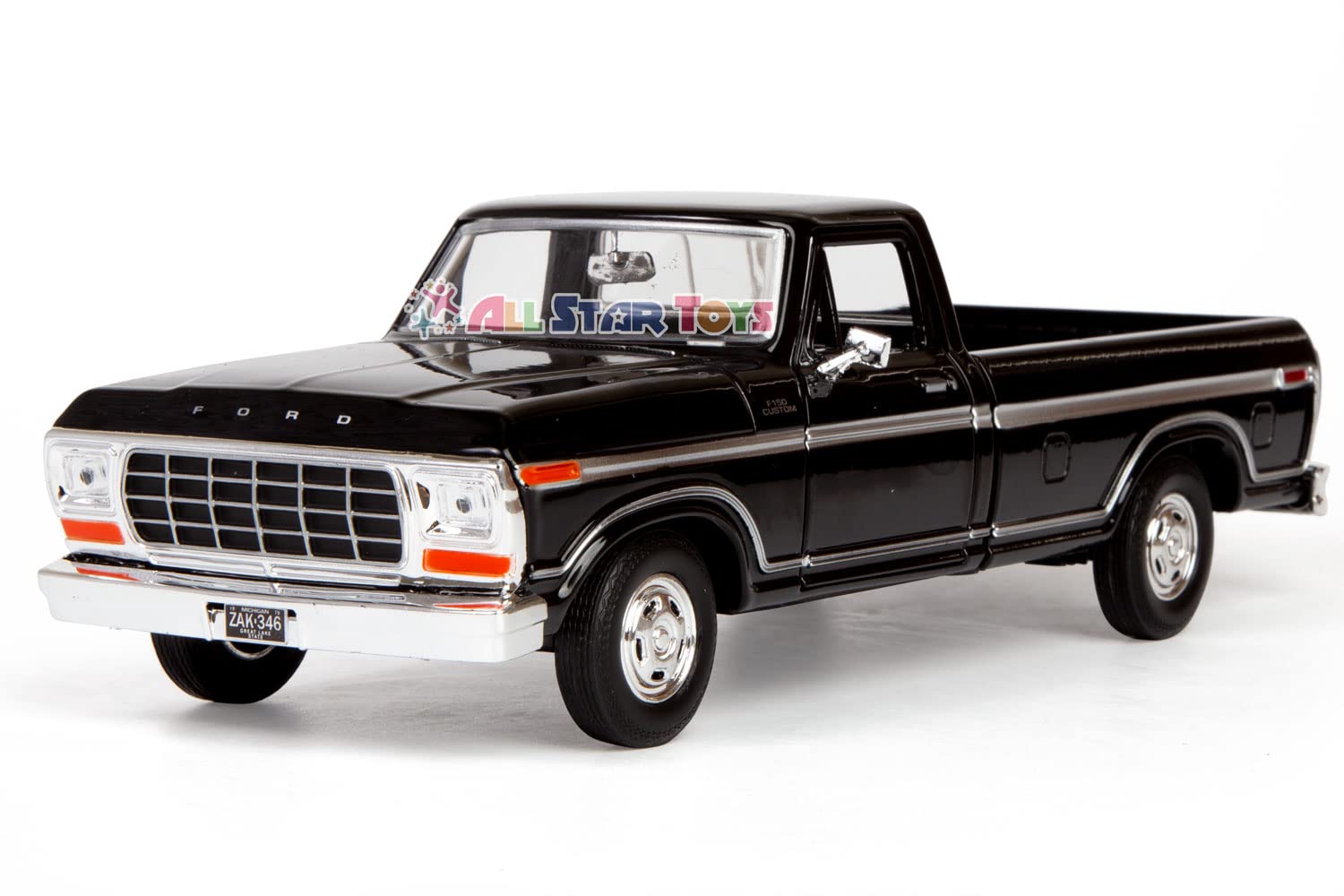 Motormax 1979 Ford F-150 Pickup Classic F150 Pick Up Truck 1:24 Diecast Collectible Model Car Black 79346 All Star Toys Exclusive