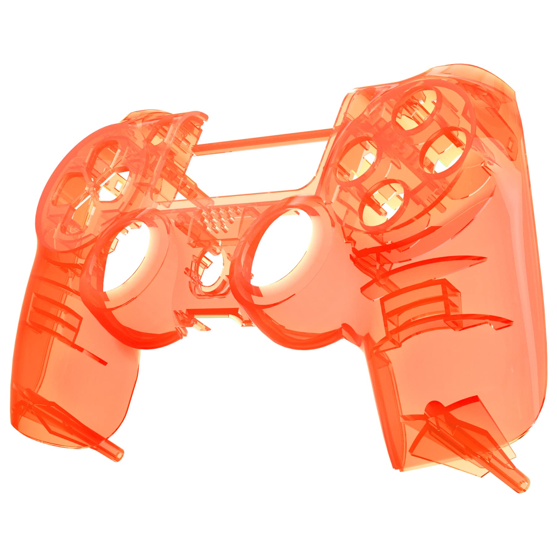 eXtremeRate Transparent Crystal Clear Orange Replacement Faceplate Front Housing Shell Compatible with ps4 Slim Pro Controller CUH-ZCT2 JDM-040/050/055 - Controller NOT Included