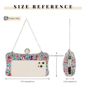 SUKUTU Women Rhinestone Evening Bag MultiColored Dazzling Crystal Clutch Bag Party Bridal Wedding Cocktail Handbag