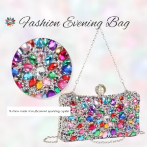 SUKUTU Women Rhinestone Evening Bag MultiColored Dazzling Crystal Clutch Bag Party Bridal Wedding Cocktail Handbag