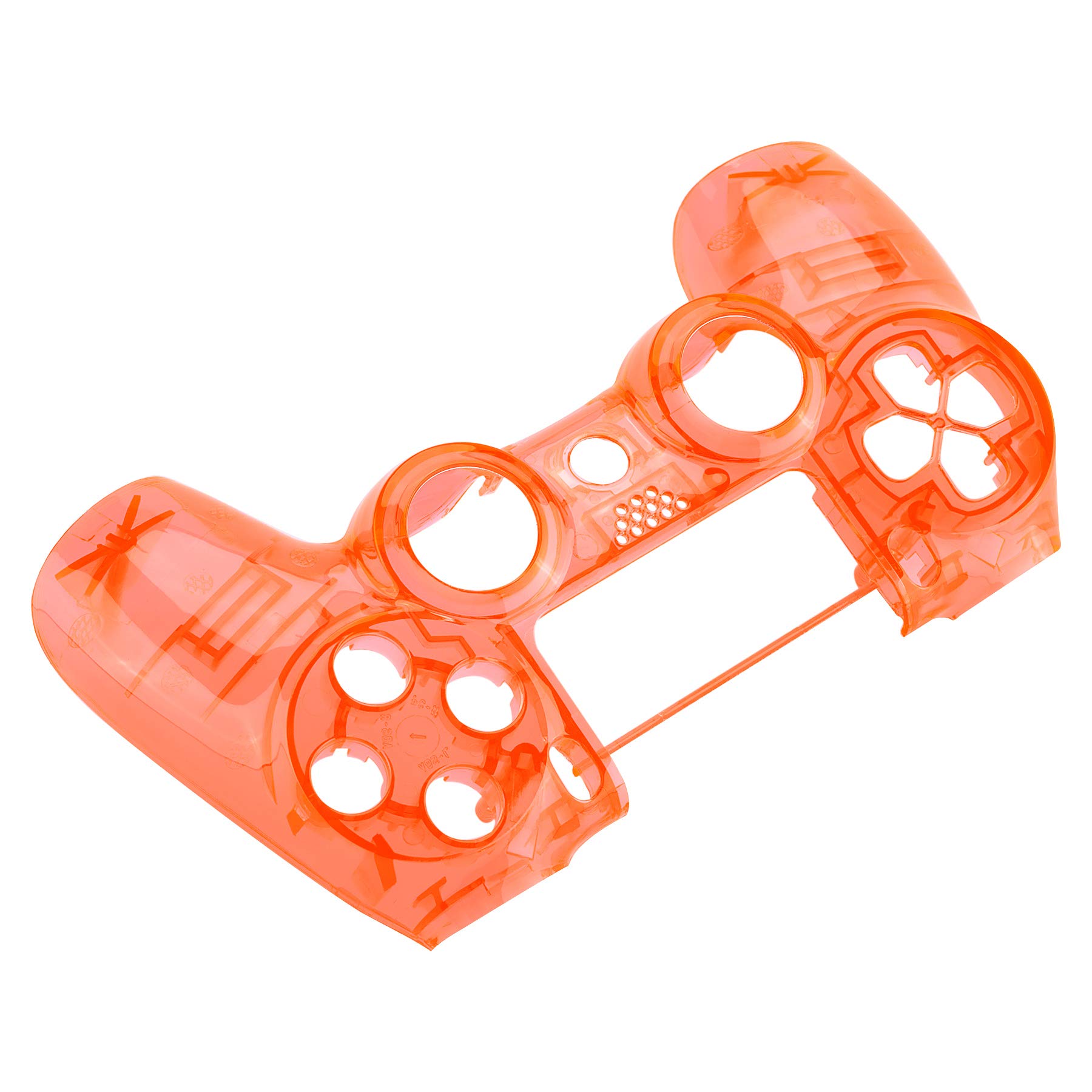 eXtremeRate Transparent Crystal Clear Orange Replacement Faceplate Front Housing Shell Compatible with ps4 Slim Pro Controller CUH-ZCT2 JDM-040/050/055 - Controller NOT Included