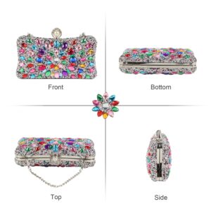 SUKUTU Women Rhinestone Evening Bag MultiColored Dazzling Crystal Clutch Bag Party Bridal Wedding Cocktail Handbag