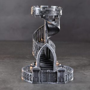 AUSPDICE DND Dice Tower - 36 Step Retro Color Tower for High Randomness in Table Games Like Dungeons and Dragons - Perfect Role Playing Game Gift (Ancient Silver Color)