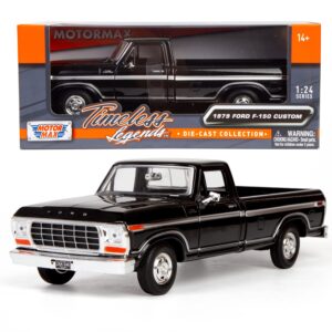 Motormax 1979 Ford F-150 Pickup Classic F150 Pick Up Truck 1:24 Diecast Collectible Model Car Black 79346 All Star Toys Exclusive