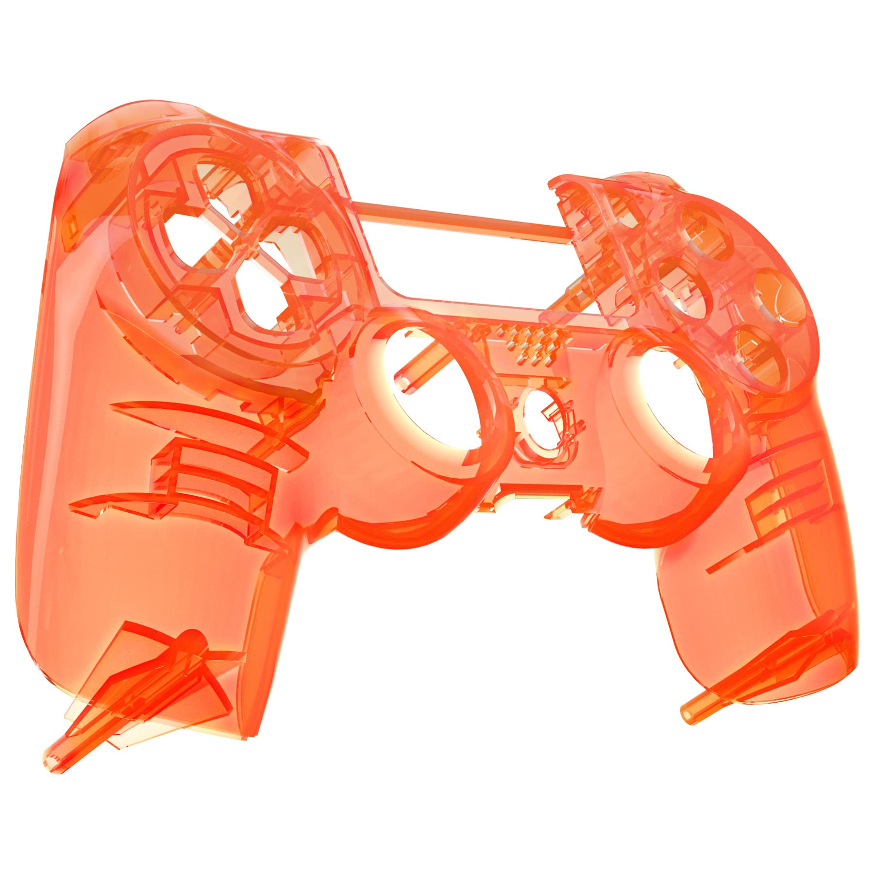 eXtremeRate Transparent Crystal Clear Orange Replacement Faceplate Front Housing Shell Compatible with ps4 Slim Pro Controller CUH-ZCT2 JDM-040/050/055 - Controller NOT Included