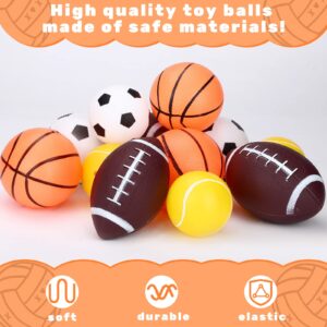 12 Pieces Toddler Balls Sport Balls for Toddlers 1-3 Baby Ball Includes Mini Soccer Ball, Basketball, Football, Tennis Ball Toys Inflatable Balls for Kids Beach Pool Sports Game Party Favors Supplies