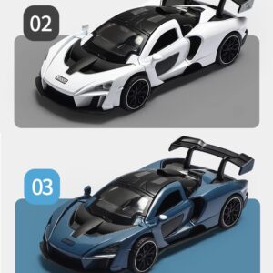 Alloy Collectible Blue McLaren Senna Toy Vehicle Pull Back DieCast Car Model with Lights and Sound