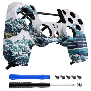 extremerate the great wave replacement front housing shell cover compatible with ps4 slim pro controller cuh-zct2 jdm-040/050/055 - controller not included