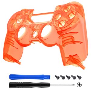 eXtremeRate Transparent Crystal Clear Orange Replacement Faceplate Front Housing Shell Compatible with ps4 Slim Pro Controller CUH-ZCT2 JDM-040/050/055 - Controller NOT Included