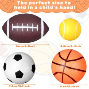 12 Pieces Toddler Balls Sport Balls for Toddlers 1-3 Baby Ball Includes Mini Soccer Ball, Basketball, Football, Tennis Ball Toys Inflatable Balls for Kids Beach Pool Sports Game Party Favors Supplies