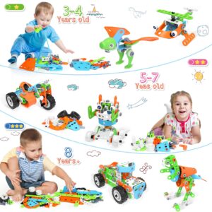 MOONTOY 218PCS STEM Toys Building Toy for Kids Ages 4-8 Boys,Birthday Gifts Game Educational Stem Projects for 5+ Year Old,Building Block Creative Stem Activities for Kids Ages 5-7 4-8 6-8 8-12 Boys