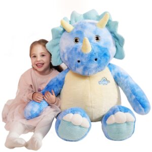 IKASA Giant Triceratops Stuffed Animal Plush Toy,30" Large Dinosaur Big Jumbo Soft Toys, Huge Size Cute Fluffy Plushy Fat Plushie,Gifts for Kids