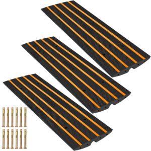 vevor driveway curb ramp, 3 pack 1 channel heavy duty, 33069 lbs/ 15 ton capacity rubber driveway curb bridge, 2.6" rise rubber ramp for driveway, loading dock, garage, sidewalk, car