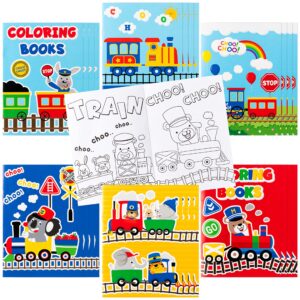 japbor 24pcs train coloring books for kids, transportation trains coloring pages colouring book bulk, drawing diy art doodle painting color booklet goody bags fillers games party favors supplies