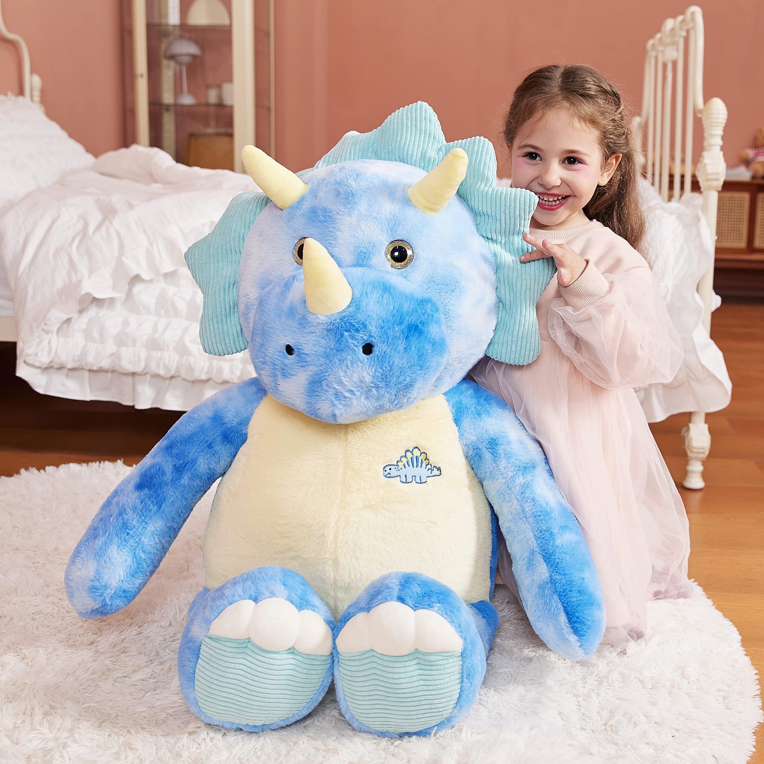 IKASA Giant Triceratops Stuffed Animal Plush Toy,30" Large Dinosaur Big Jumbo Soft Toys, Huge Size Cute Fluffy Plushy Fat Plushie,Gifts for Kids