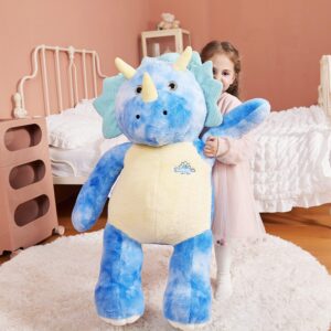 IKASA Giant Triceratops Stuffed Animal Plush Toy,30" Large Dinosaur Big Jumbo Soft Toys, Huge Size Cute Fluffy Plushy Fat Plushie,Gifts for Kids