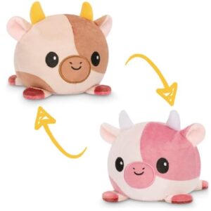 TeeTurtle - The Original Reversible Cow Plushie - Chocolate + Strawberry Milk - Cute Sensory Fidget Stuffed Animals That Show Your Mood