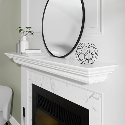 Pearl Mantels ARYB72618 Clean, Sophisticated Premium Grade A MDF Mantel Shelf, 72" L x 10" D x 5" H, Crisp White Paint, The Perfect Compliment to Your Hearth and Home