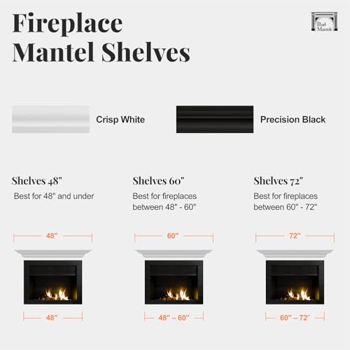 Pearl Mantels ARYB72618 Clean, Sophisticated Premium Grade A MDF Mantel Shelf, 72" L x 10" D x 5" H, Crisp White Paint, The Perfect Compliment to Your Hearth and Home